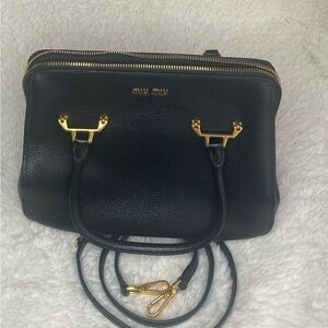 ✅💯 Authentic With COA CERT Miu Miu Madras 
Black leathery goatskin.